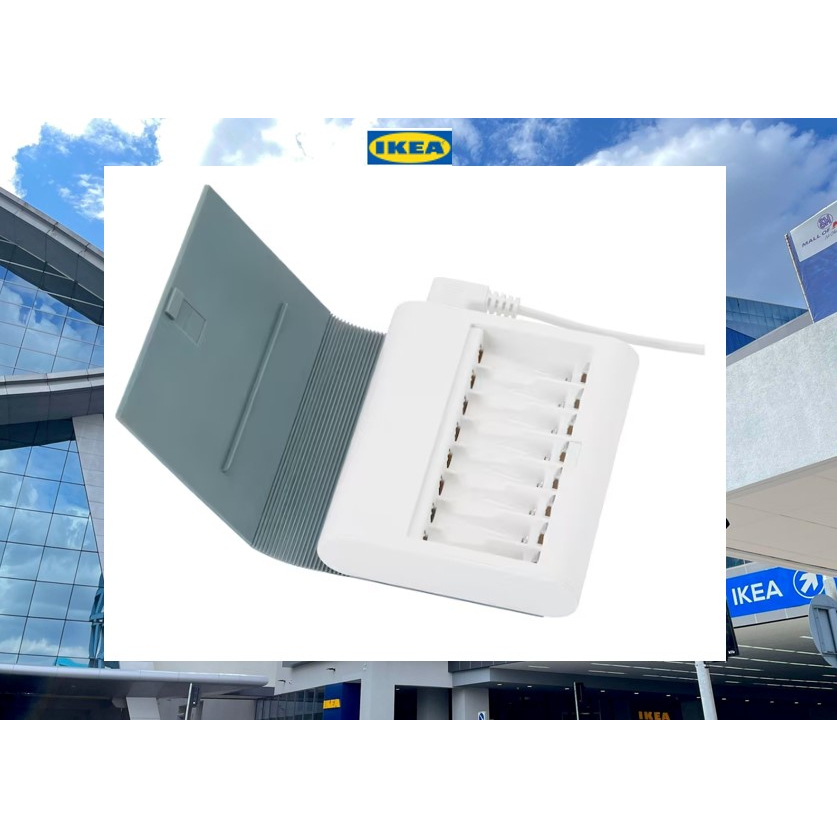 IKEA Authentic TJUGO Battery charger with storage, graygreen (Original