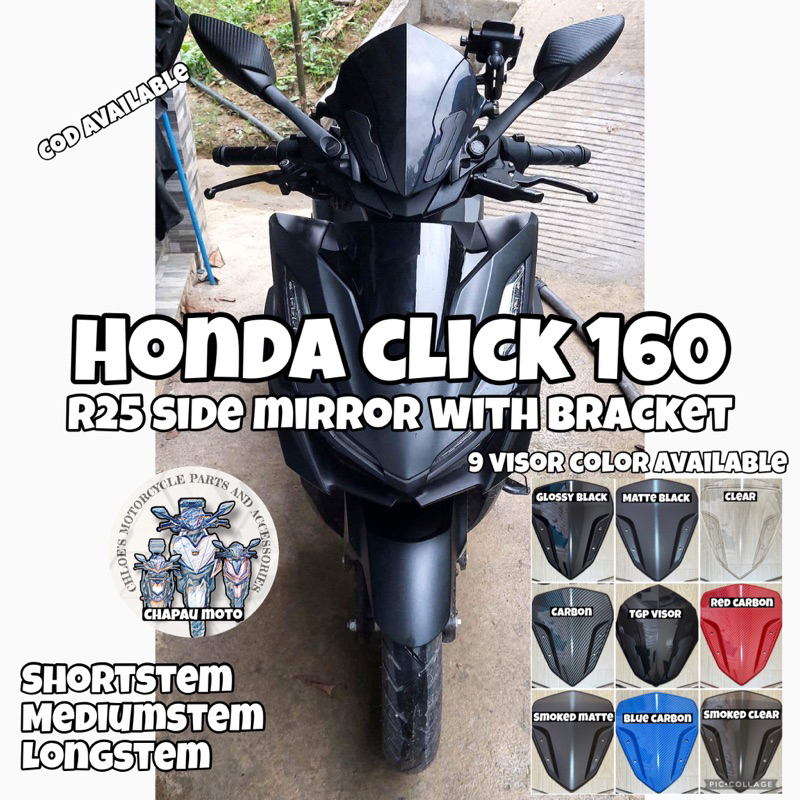 HONDA CLICK 160 Side Mirror With Bracket and Visor set Shopee Philippines