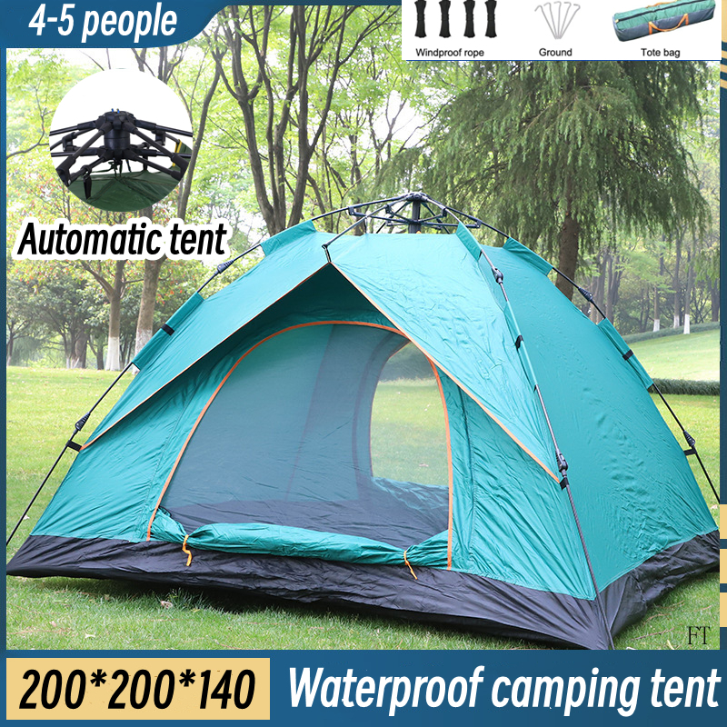 Waterproof Automatic 4 5 Person Outdoor Camping Tent Two Doors Double Layer Tent Outdoor Waterproof Shopee Philippines