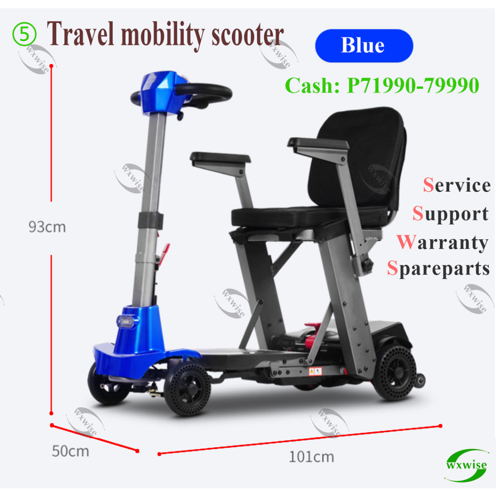 wxwise travel mobility scooter elderly battery mobility scooter foldable 4 wheels senior PWD