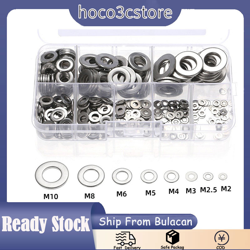 100pcs 304 Stainless Steel Flat Washer Assortment Kit - Metric Sizes M3 M4 M5 M6 M8 M10 For Repairs & DIY - View #3