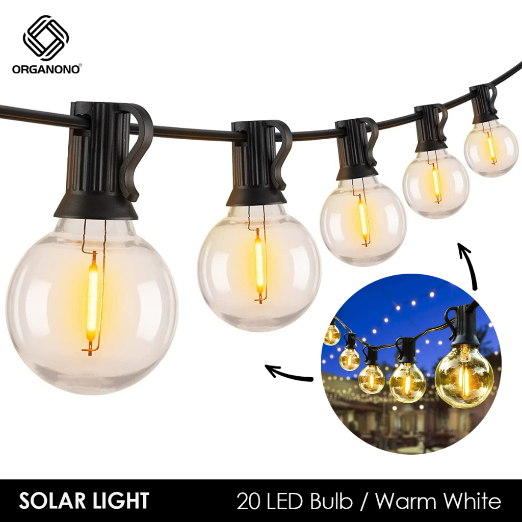 Organono Outdoor String Lights LED 10/20 Bulbs Waterproof Hanging ...