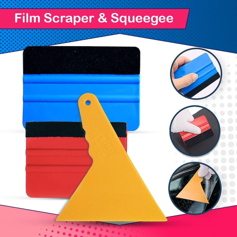 Squeegee and Triangular Film Scraper for Car Sticker Decal Application