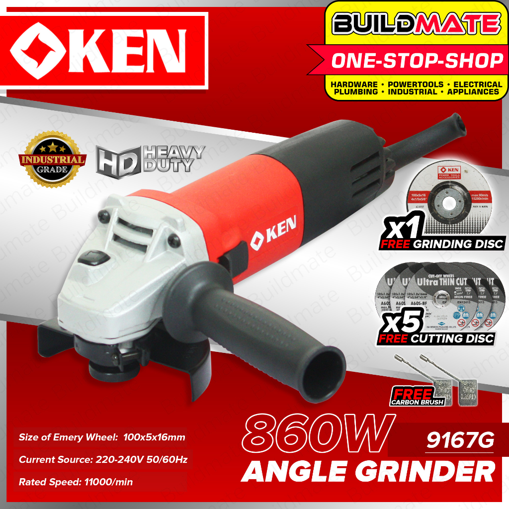 BUILDMATE Ken Industrial Angle Grinder 860W 4