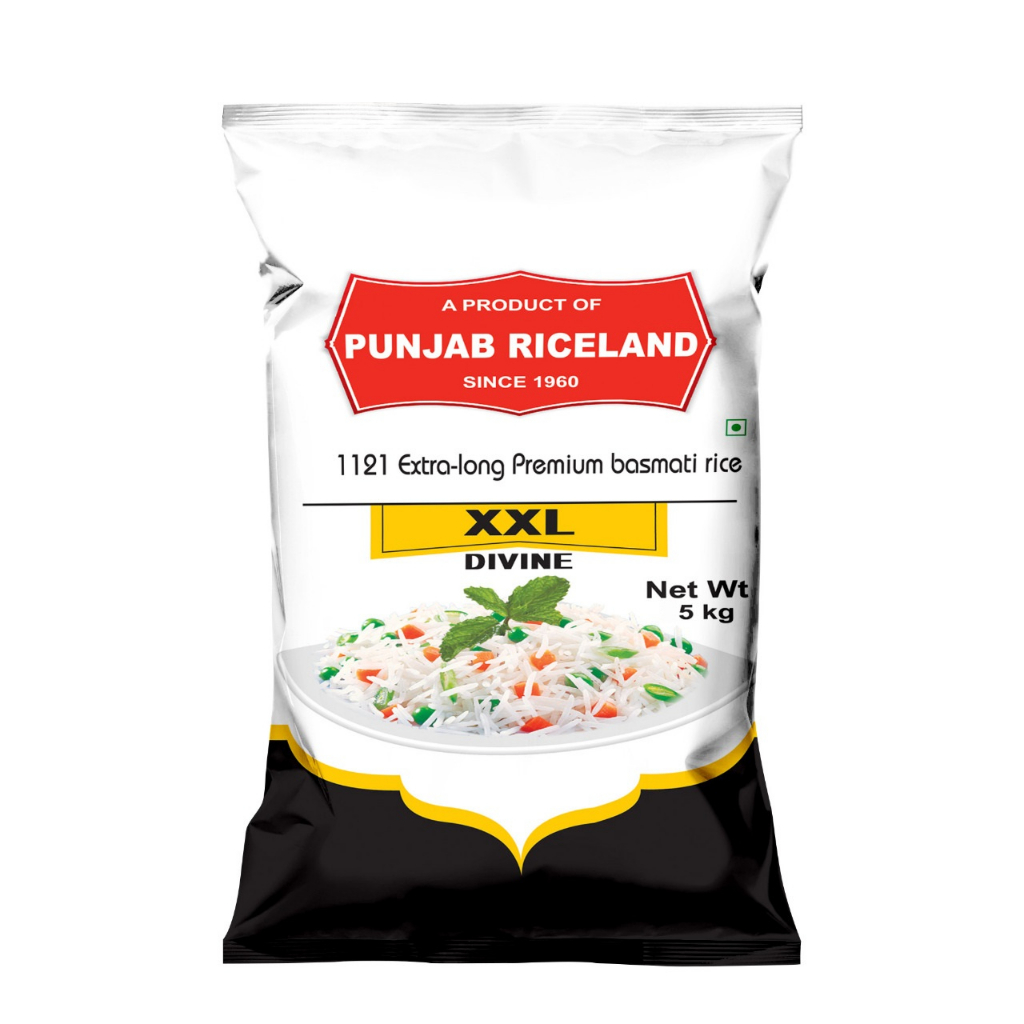 Punjab Riceland Basmati Rice XXL 5kg Long Grains, Divine Basmati Rice