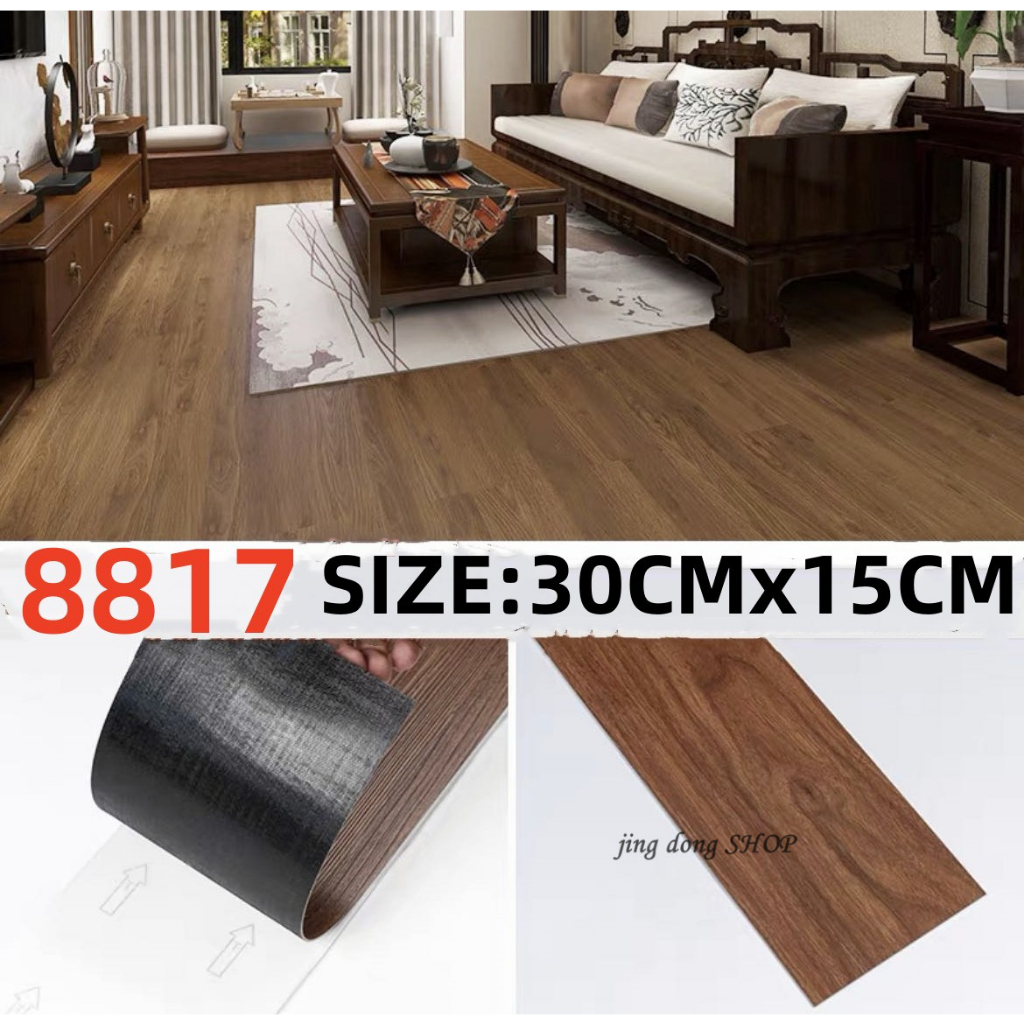 Wood Grain Floor Stickers Modern Waterproof Selfadhesive for Living