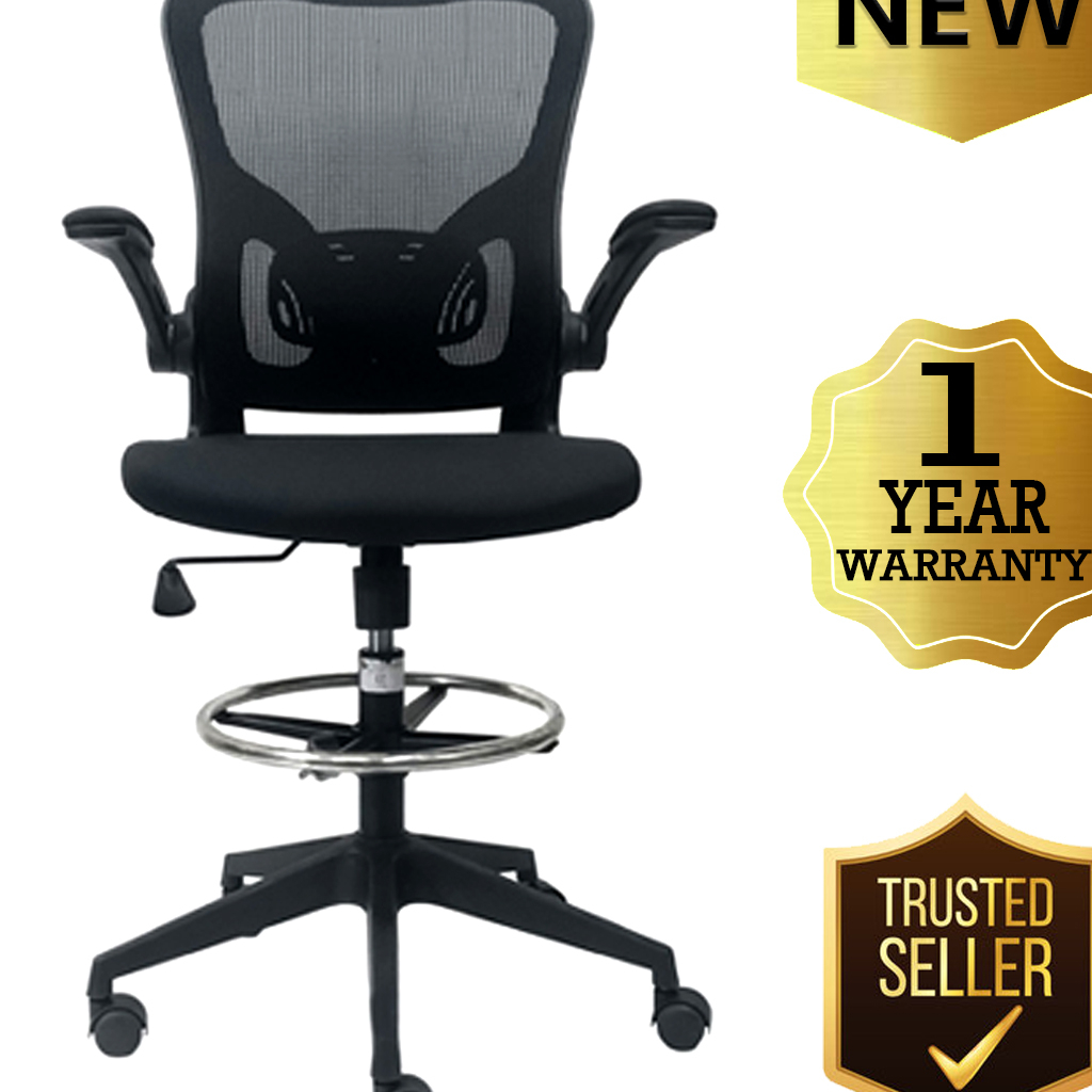 Premium32 Drafting Chair (With Headrest) (Black) Shopee Philippines