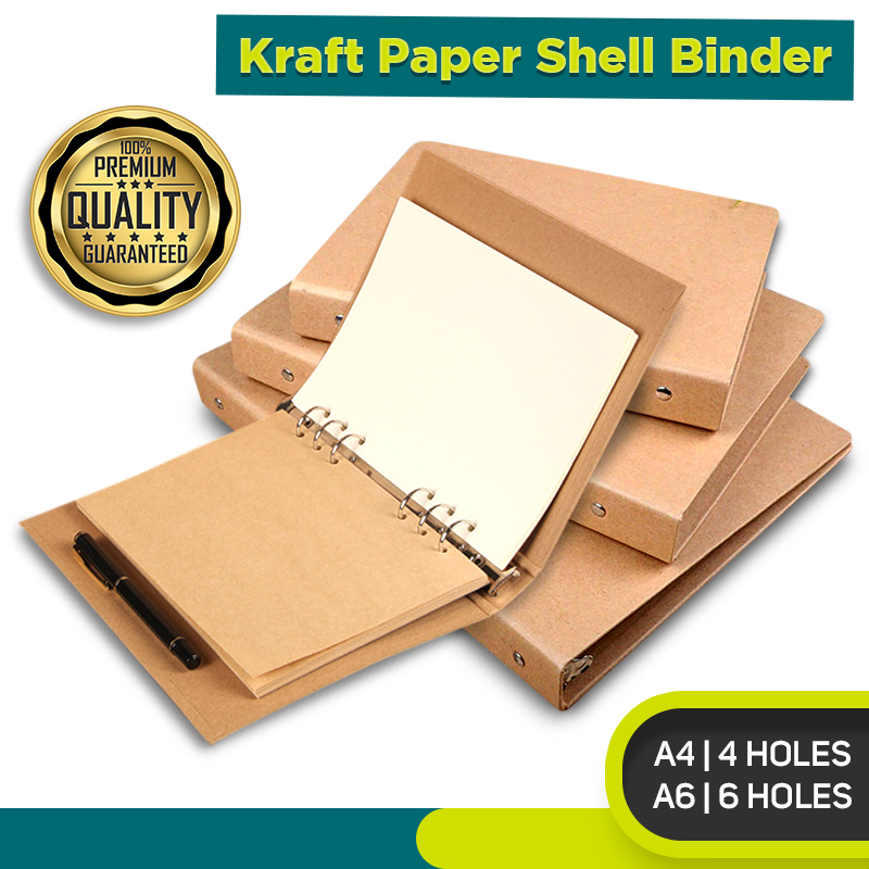 A4 & A6 Size Kraft Paper Shell Binder || Hardcover Binder Organizer ...