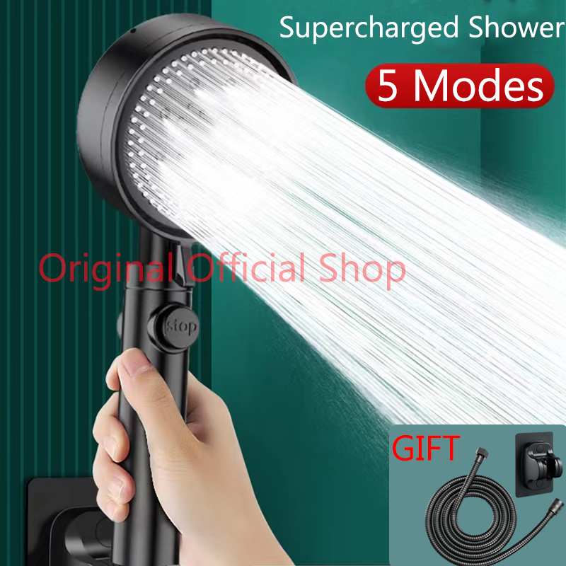 shower head high pressure set 3 in 1 5-speed Booster Shower with Hose ...