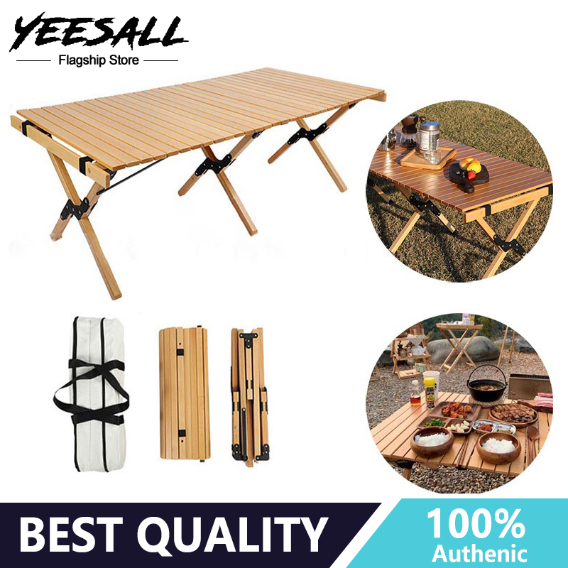 Egg Roll Table Outdoor Wooden Tables Camping Potluck Portable Dining