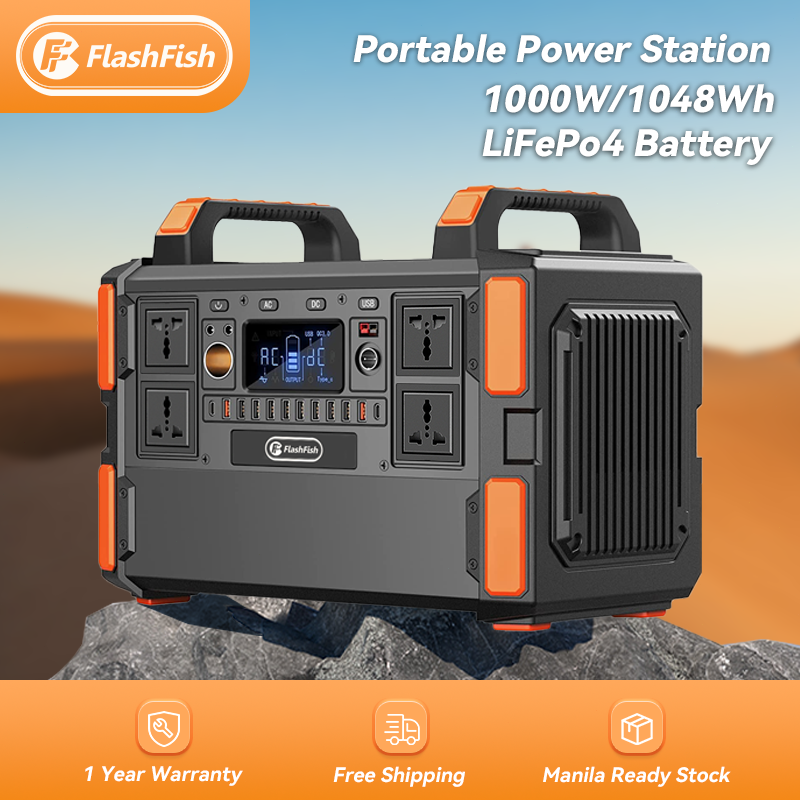 Flashfish F132 Power Station 1000W/1048Wh LiFePO4 Portable Solar Power ...