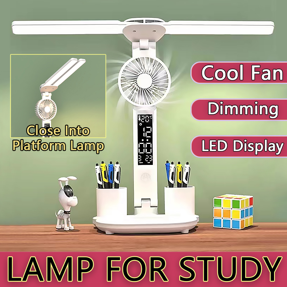 LED Study Lamp With Fan Multifunctional Desk Lamp With Pen Holder