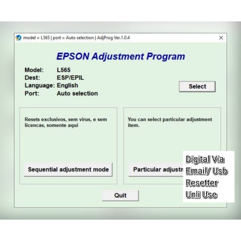 Epson Resetter Tool L565 | Shopee Philippines