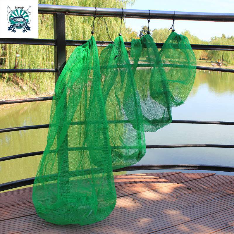 Nylon Fishing Net Bag Fish Bag Fishing Supplies Green Mesh Bag