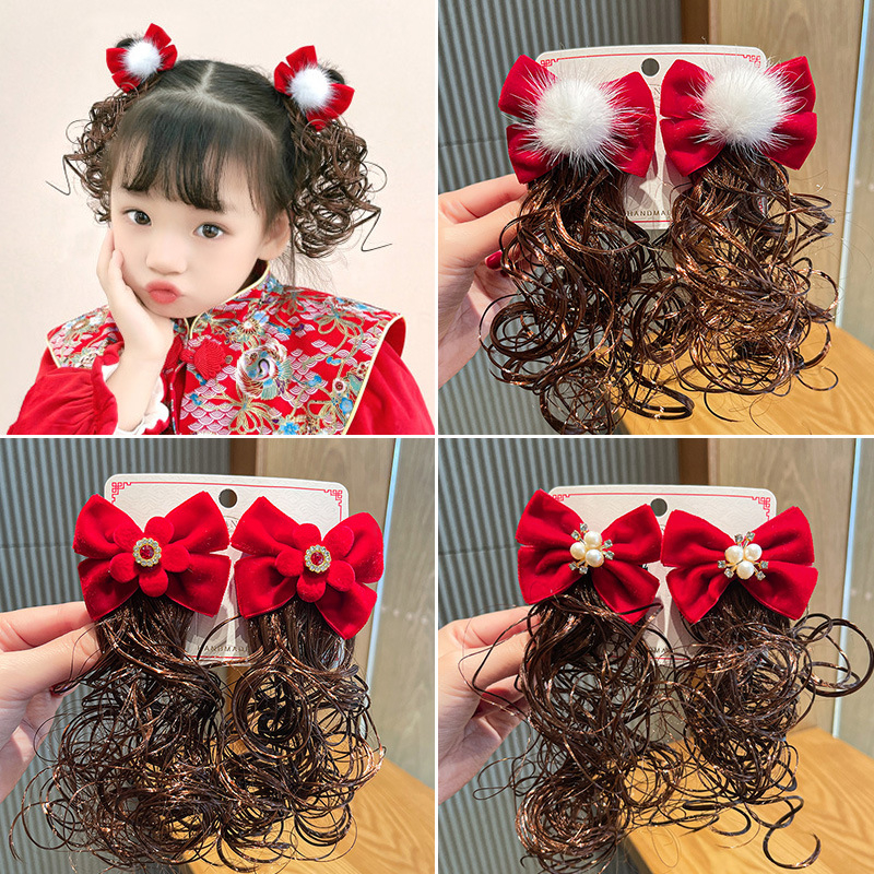 Girls Wig Hair Clips Curly Hair Pins Hair Clip with Wig for Kids Girl