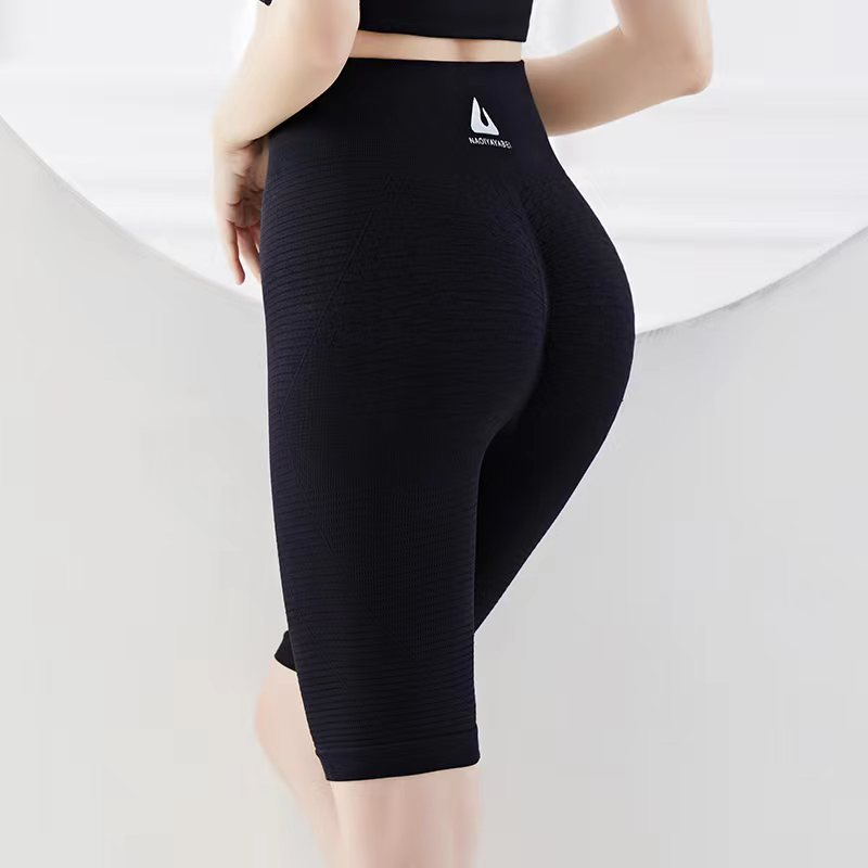 Women's 3D style high waist tight yoga hip running gym Half shorts