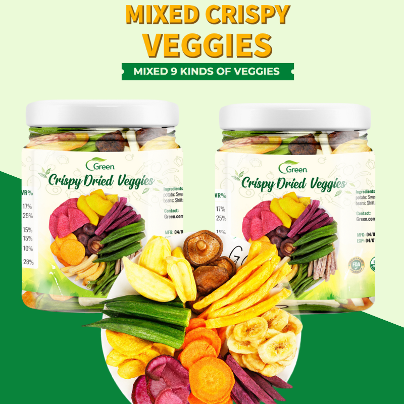 [GREEN] Dried Vegetables Chips 100 Organic 9 Types Veggie Crispy