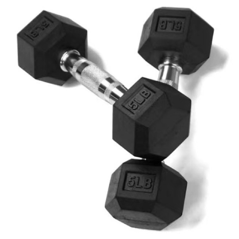 CFF Rubber Hex Dumbbell 22.5lbs Single - Anti-Roll Cast Iron Weight With Ergonomic Handle