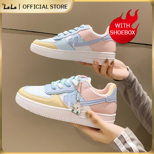 【LaLa】Casual air f0rce 1 macaroon colorful low cut sneaker rubber shoes ...