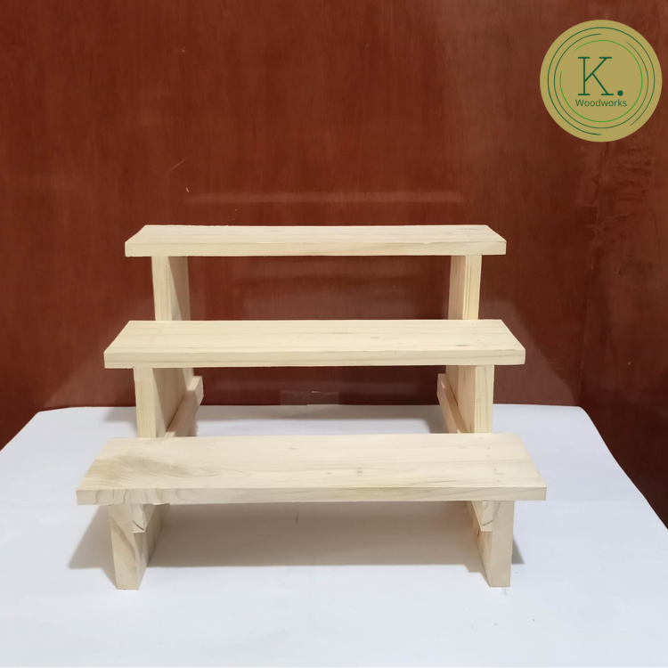 3 Layer ladder display storage rack | plant rack wooden | cupcake stand ...
