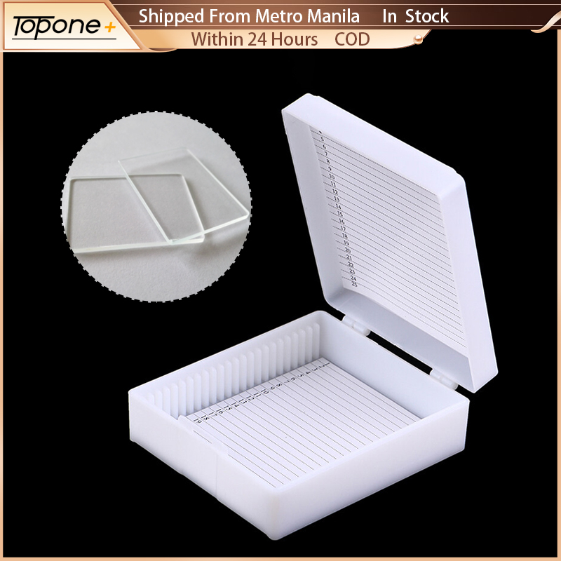 25pcs Plastic Microscope Glass Slide Box Portable Biological Slices