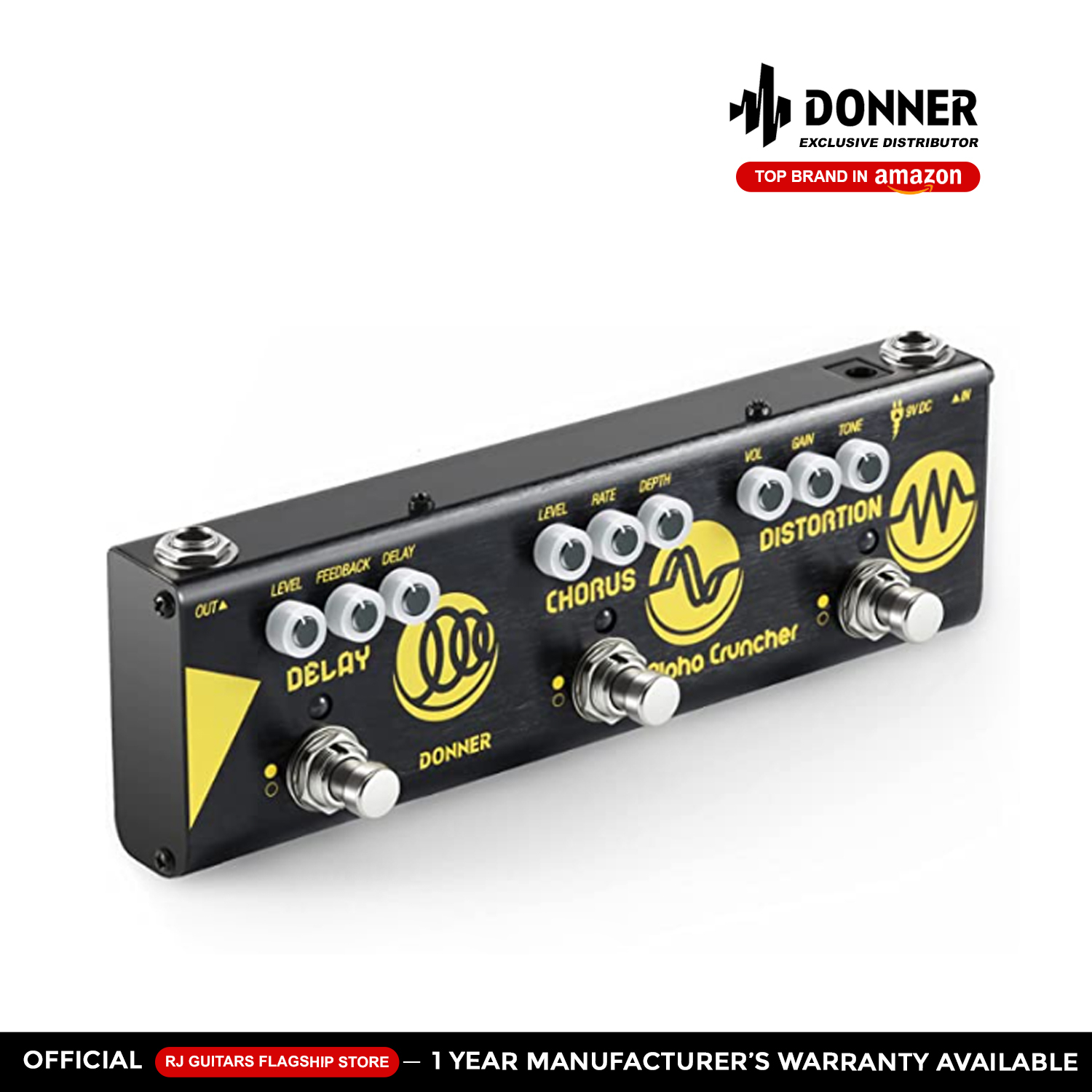 Donner Multi Effects Guitar Pedal Alpha Cruncher 3 Type Effects Delay