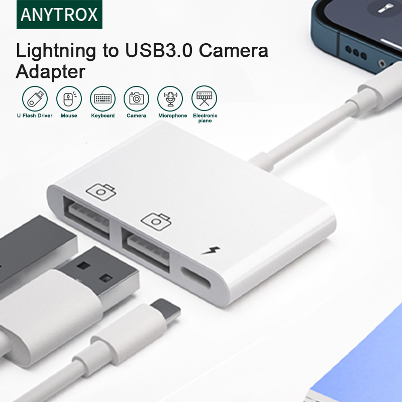 ANYTROX Lighting to OTG USB SD TF Audio in Adapter USB Card  Reader For phone