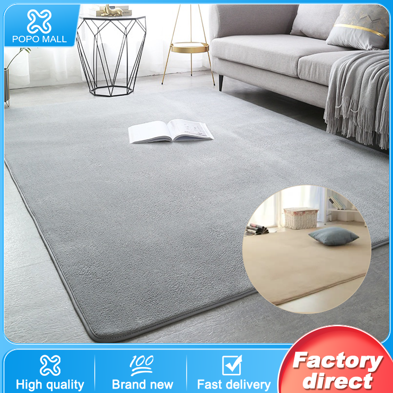 80/100/120/160cm Solid Color Thick Coral Velvet Carpet Living room