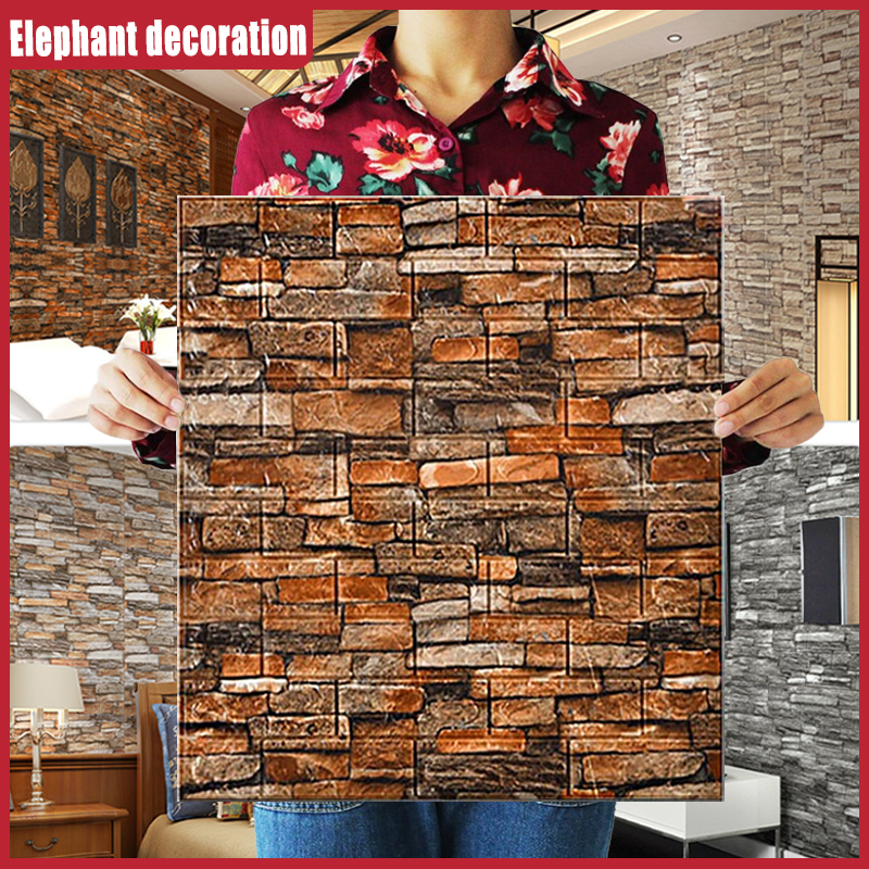 77x70cm 3D Retro Wallpaper sticker adhesive wall decor Foam Bricks wall