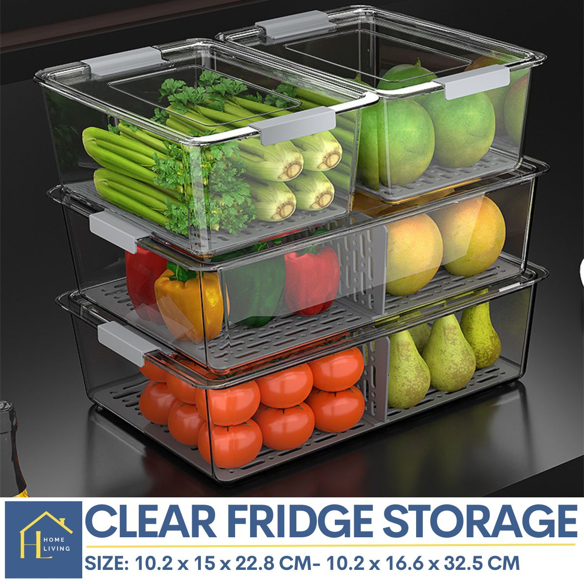 Clear Acrylic Food Storage/Container Bin with Lid and Handle for