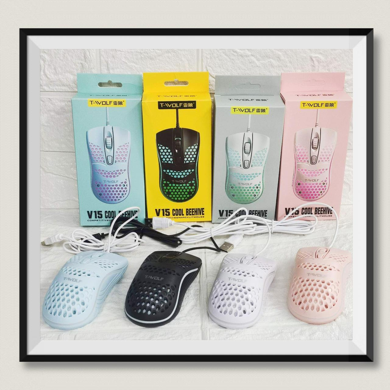 【CYT】T-WOLF V15 Cool Honeycomb Light Up Mouse 3 adjustable DPI 4-color ...
