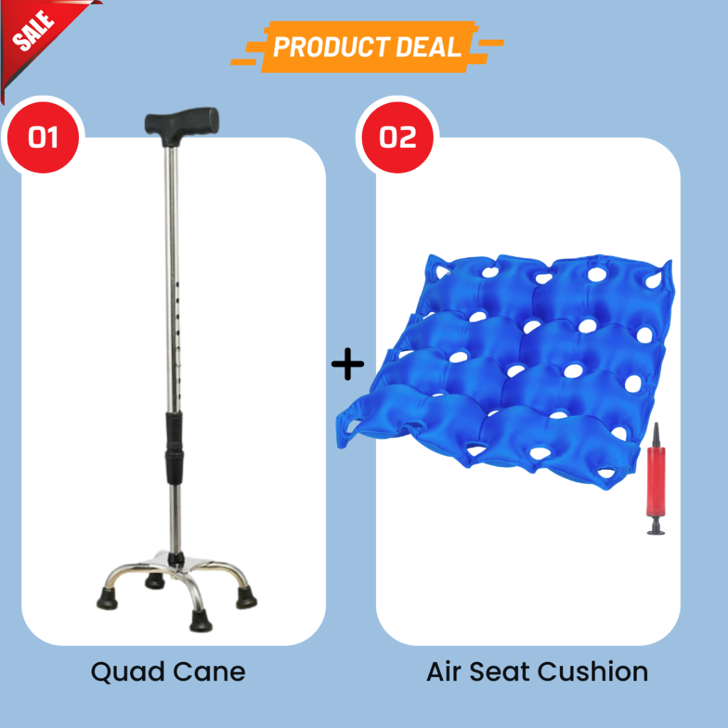 Quad Cane Adult Stainless Tungkod Lightweight Walking Stick 4 Legs Trusty Cane Elderly