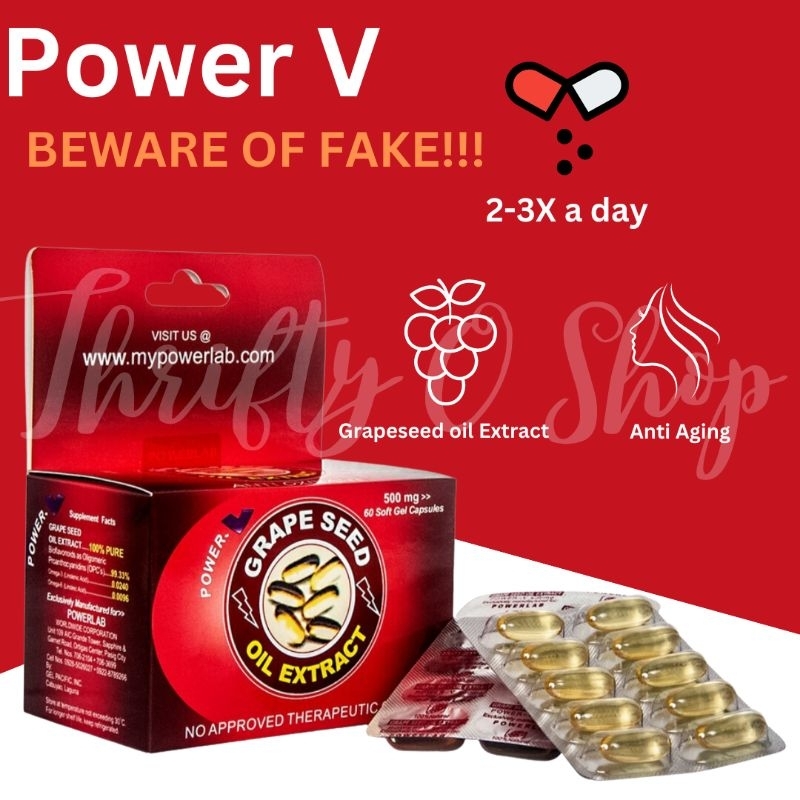 Authentic Powerlab Power V Grapeseed oil Extract 500mg X 60 Softgels