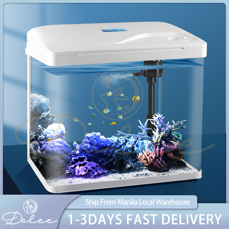 Aquarium kit Betta Fish Tank self Cleaning , with Filter LED Light