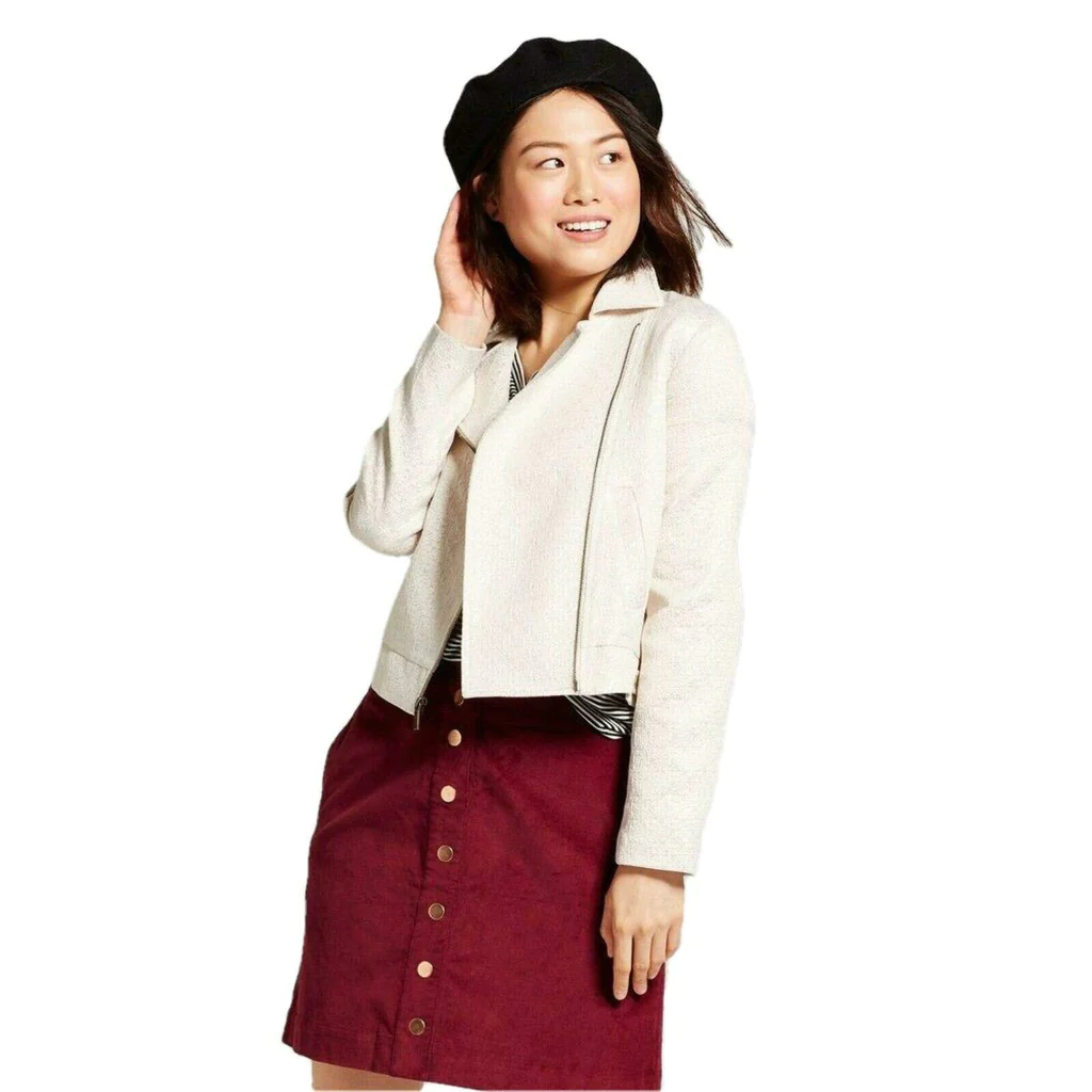 NEW! A NEW DAY WOMEN'S JACQUARD BOMBER JACKET IVORY Shopee Philippines