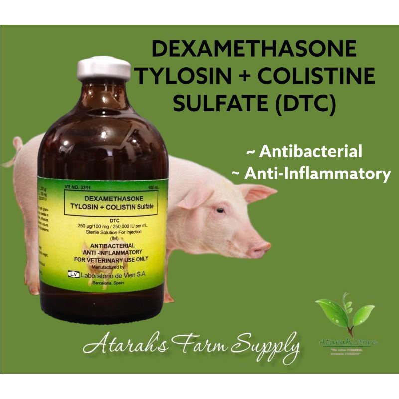 DTC DEXAMETHASONE TYLOSIN + COLISTINE SULFATE Injection 100ml for Pigs ...