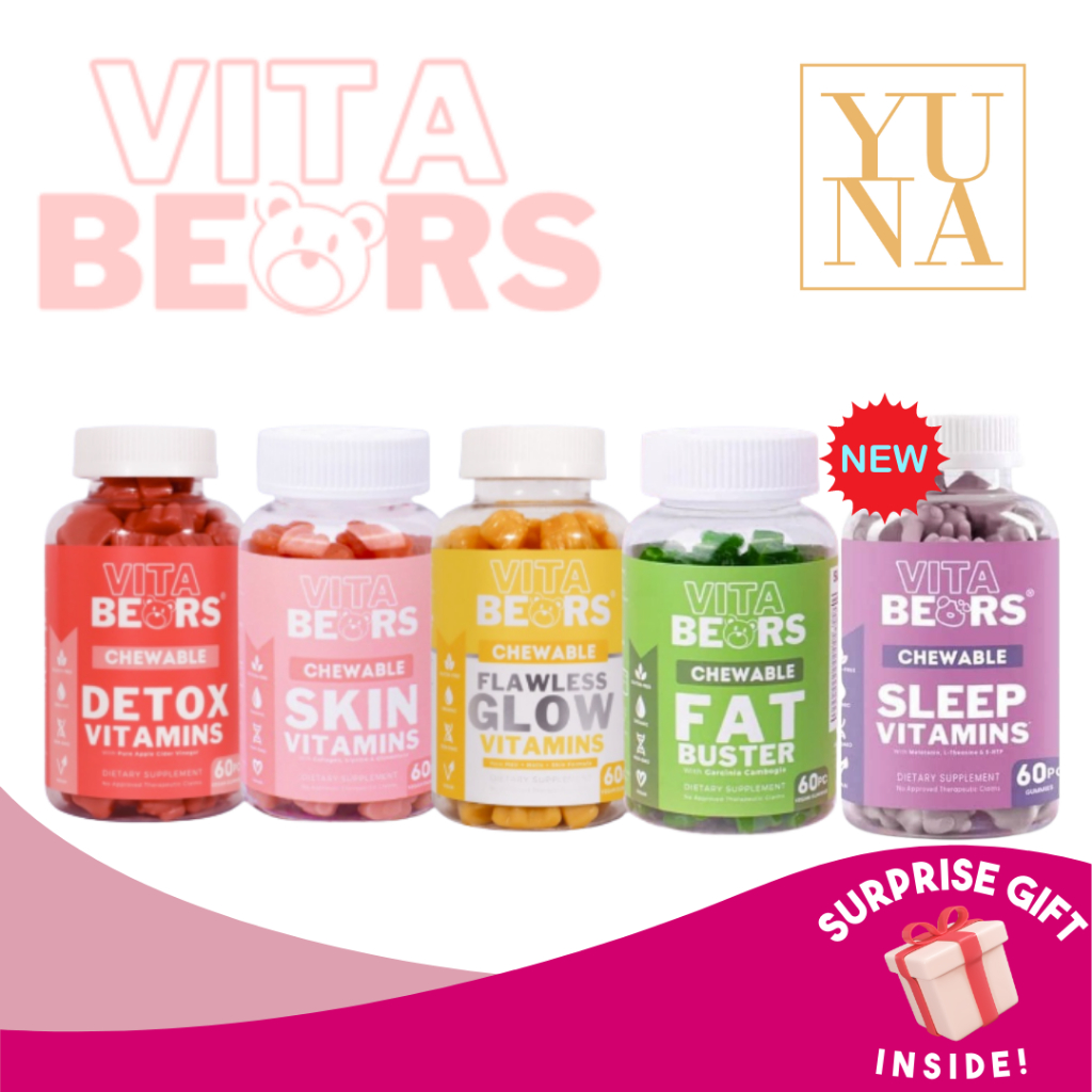 VITABEARS CHEWABLE GUMMY VITAMINS HAIR NAILS SKIN FBUSTER DETOX VEGAN VITAMINS SLEEP