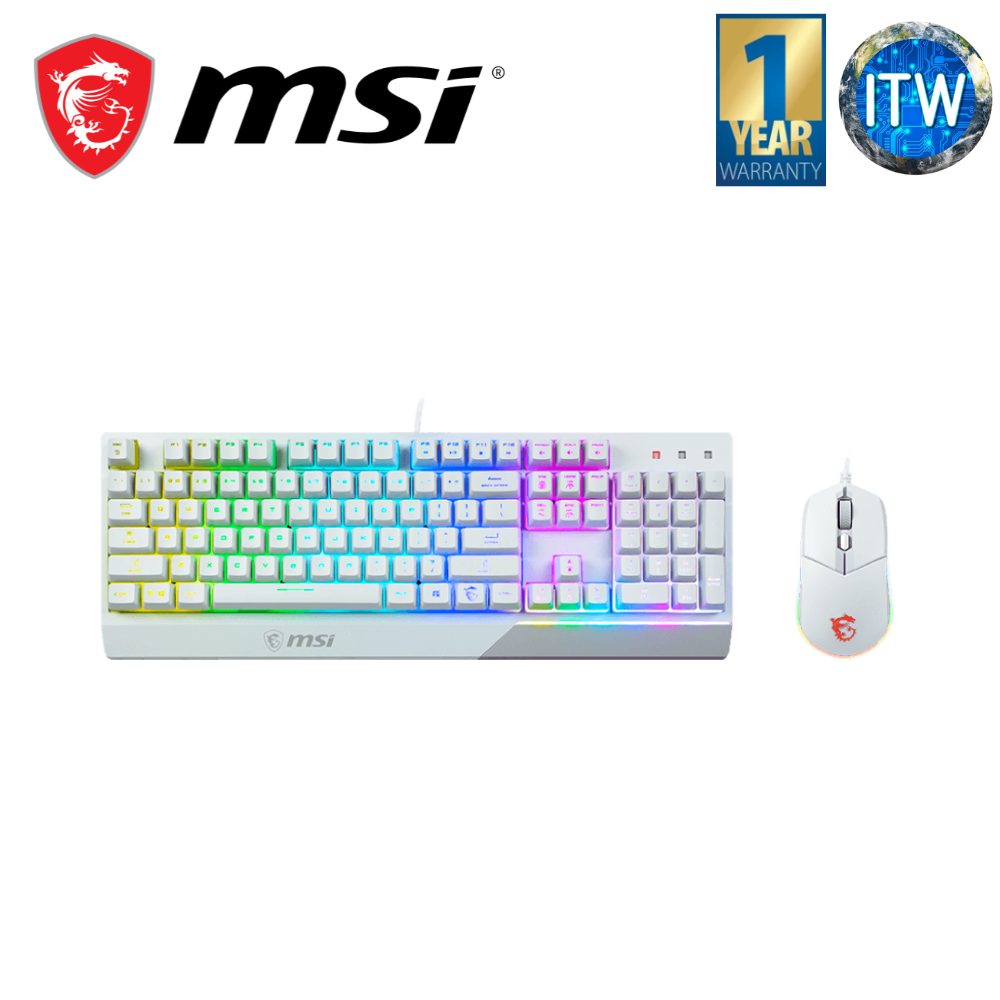 MSI Vigor GK30/GM11 White Gaming Keyboard and Mouse Combo Shopee