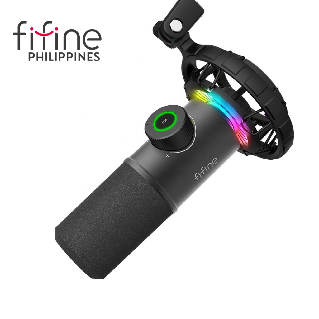 FIFINE K658 USB Gaming Microphone, RGB Dynamic Mic Dynamic Microphone for PC,with TaptoMute