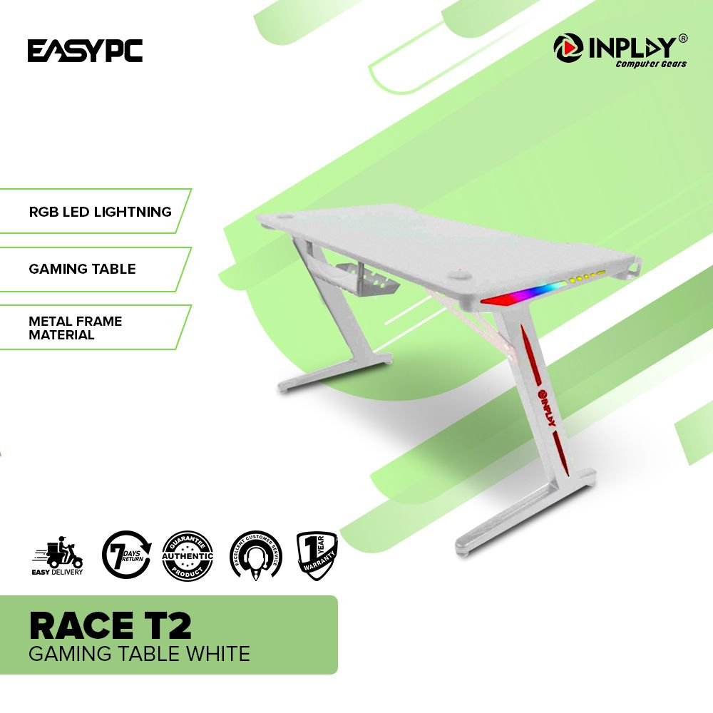 EasyPC InPlay Race T2 Black and White Gaming Computer Table Shopee