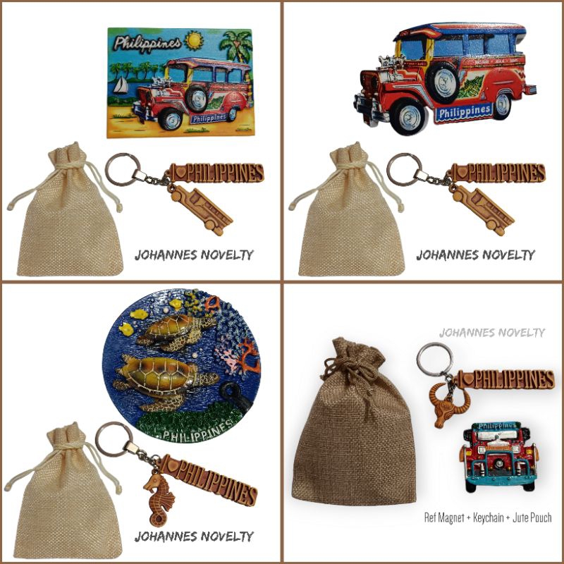 2in1 Philippine Souvenir Ref + Keychain with Abaca Pouch MIX