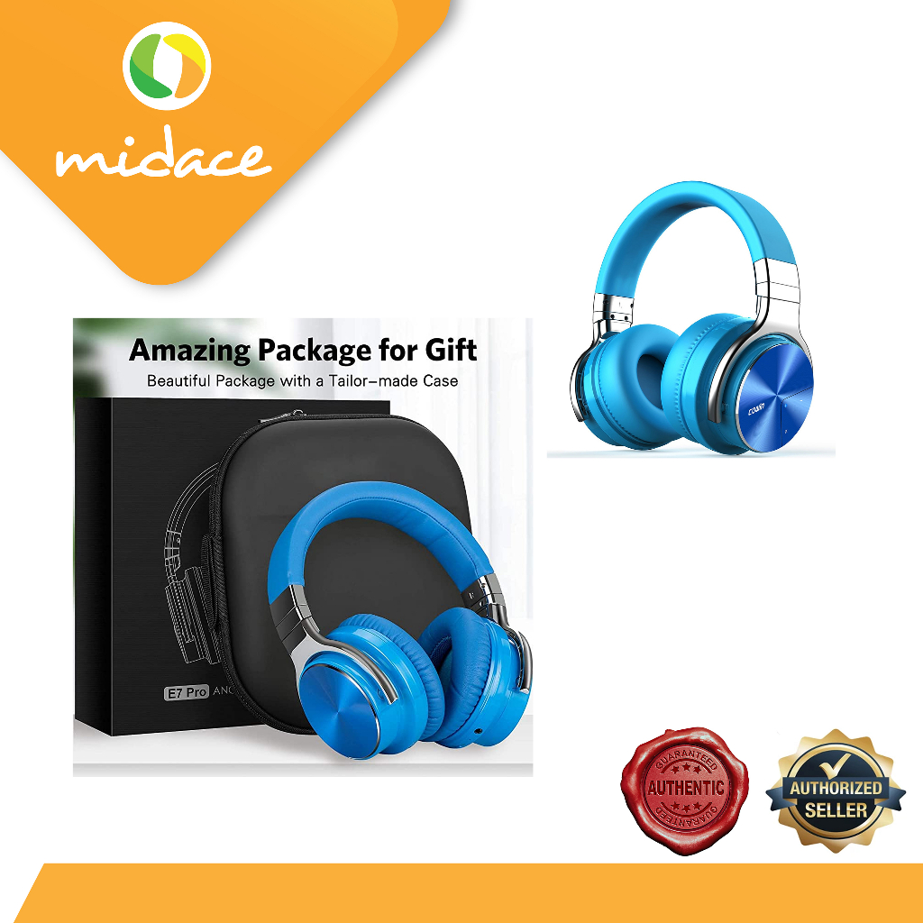 Cowin E7 PRO Upgraded Active Noise Cancellation Bluetooth Headphone Blue
