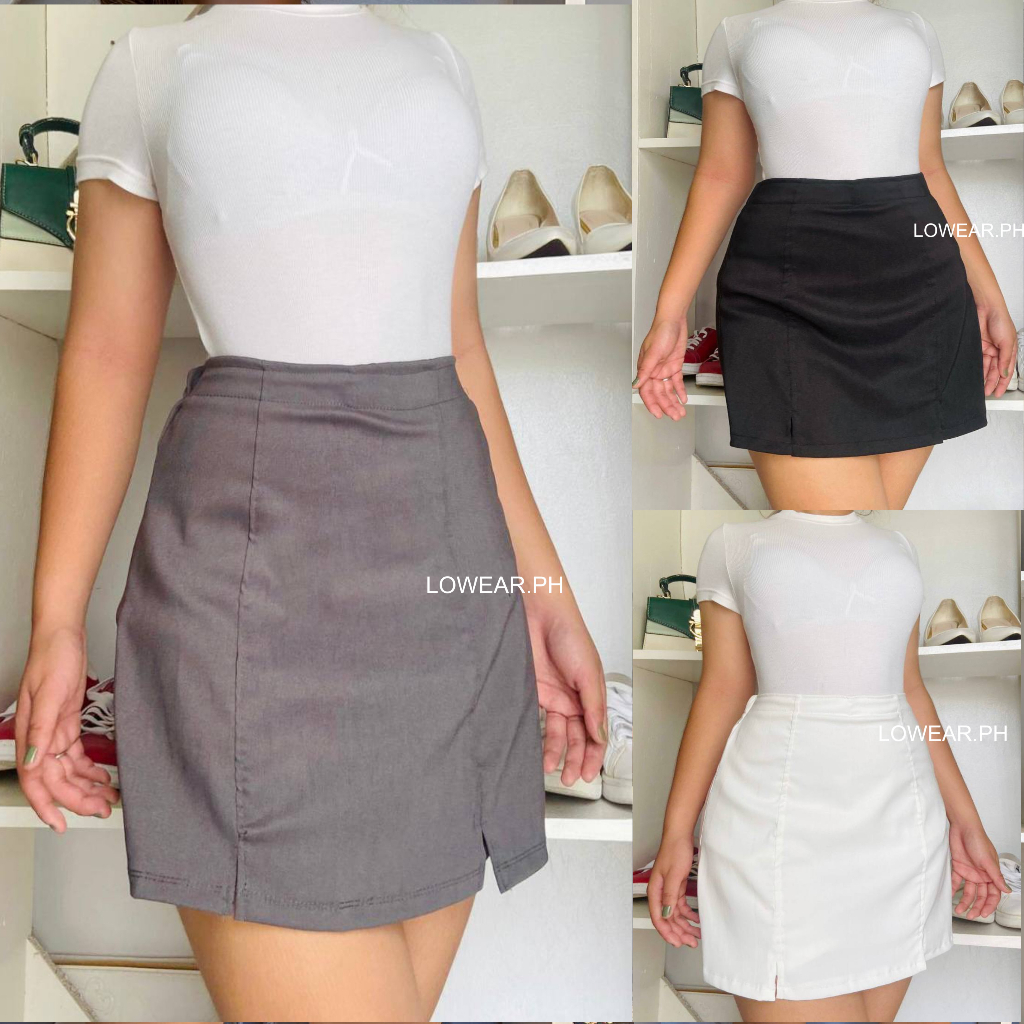 High Waist Two Slit Semi Maong Palda Short Garterized Back M-L | PAMELA ...