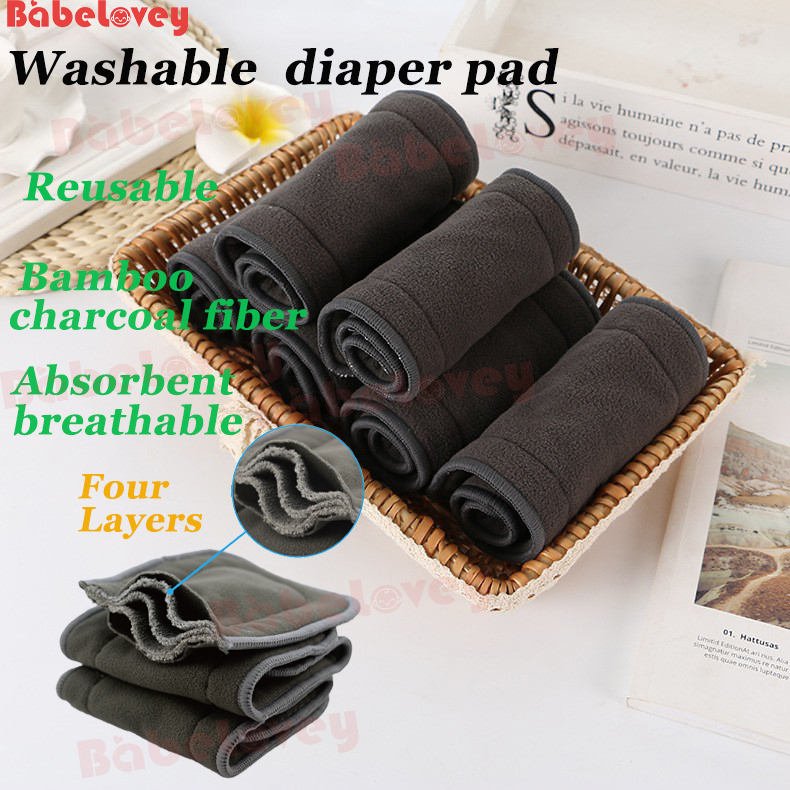 Baby 4Layer Diaper Pad Baby Washable Diapers Bamboo Charcoal Cloth