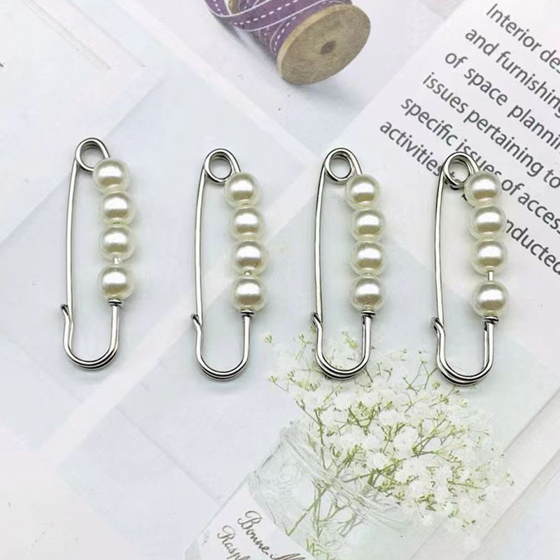 1pc Pearl Brooch Tightening Waistband Pin Opening Bottom Metal Pearl Cute Brooch Pin Jewelry 