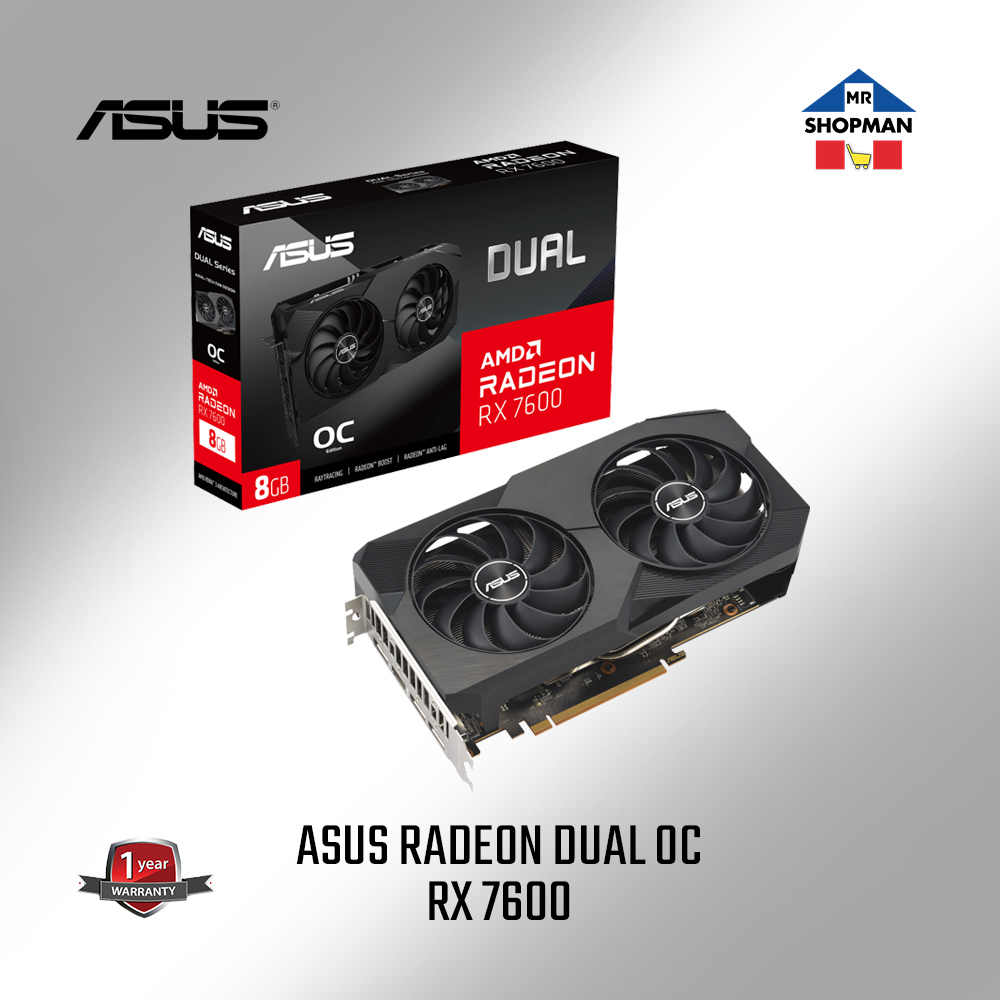 ASUS Dual Radeon RX 7600 OC Edition 8GB GDDR6 GPU Graphics Card RX7600 ...