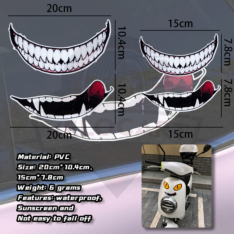 Motorcycle Helmet Sticker Evil Teeth Style Car Stickers Car Decals ...