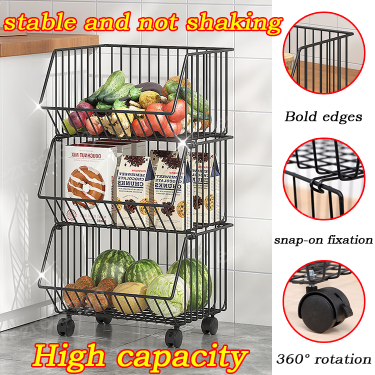 Kitchen storage rack with wheels Bathroom Kitchen Organizer Shelving ...