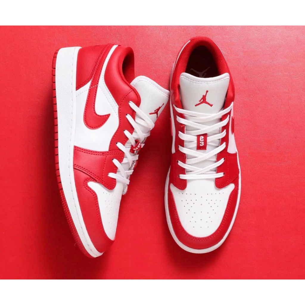 Air jordan 1 hotsell low red and white