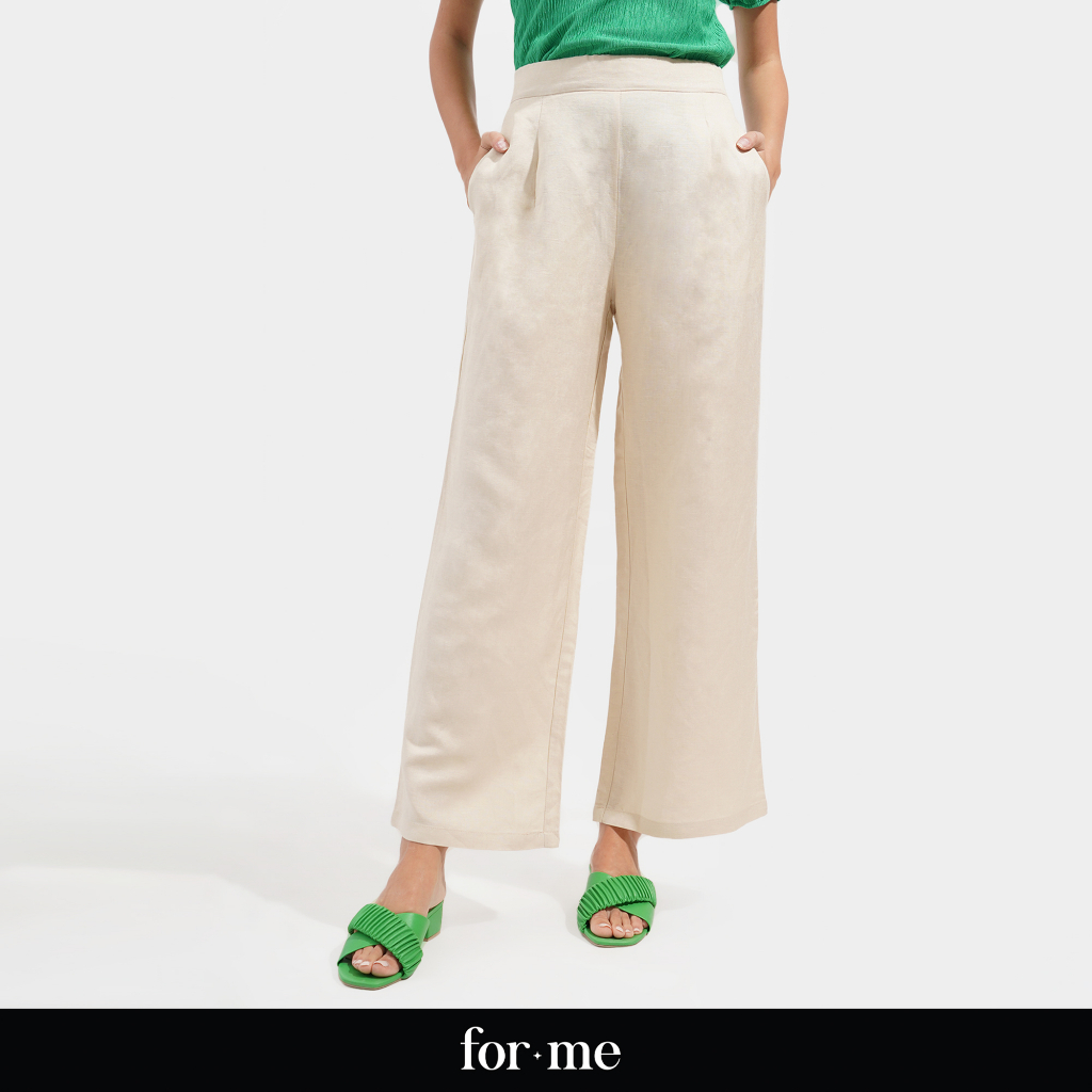 ForMe Full Length Pleated Cozy Pants for Women (Beige) | Shopee Philippines